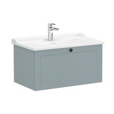 Vitra Root Classic 68809 Lavabo Dolabı, Tek Çekmeceli, 80 Cm, Mat Fiyord Yeşili, Klasik Lavabolu